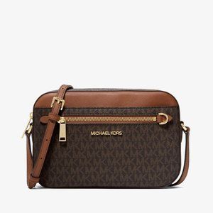 Michael Kors Jet Set Large Logo Crossbody Bag - Brown